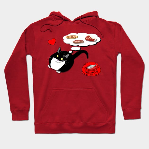 Hungry cat Feed Me Cute Tuxedo Fatty Copyright TeAnne Hoodie by TeAnne